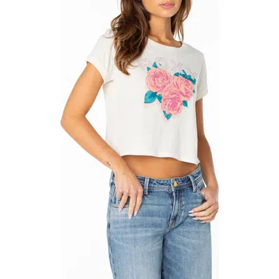 Roxy Rose Heart Crop Graphic T-shirt In White