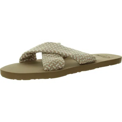 Roxy Roselani Womens Faux Leather Criss Cross Slide Sandals In Multi
