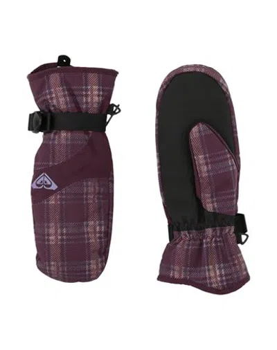 Roxy Rx Moffola Snow  Jetty Mitt Woman Gloves Plum Size S Polyester In Multi