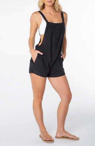 Roxy Sail & Bow Linen Blend Romper In Black