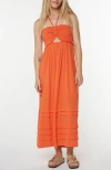 Roxy Saltwater Sweetness Convertible Maxi Dress In Orange