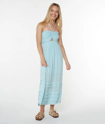 Roxy Saltwater Sweetness Convertible Maxi Dress In Blue