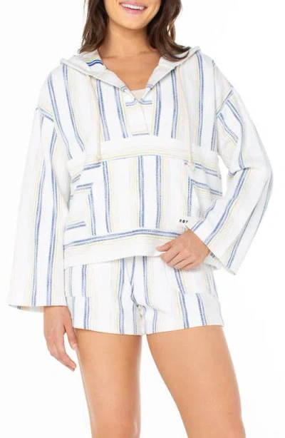 Roxy Salty Wahine Stripe Hoodie In White