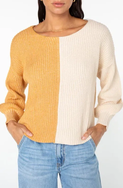 Roxy Sandbar Hop Colorblock Cotton Sweater In Neutral