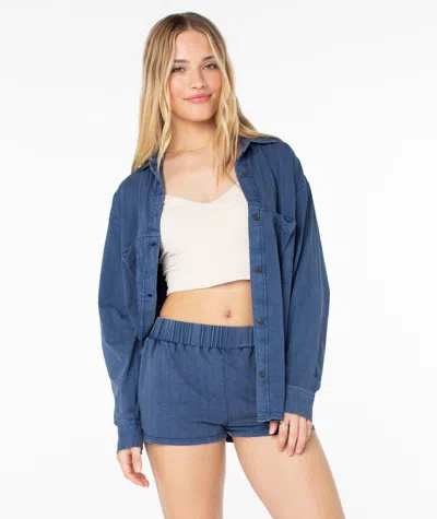 Roxy Sandpiper Button Up In Blue