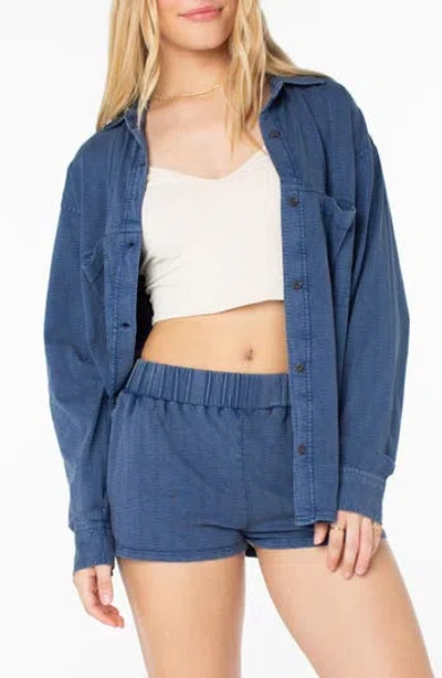 Roxy Sandpiper Cotton Button-up Shirt In Blue