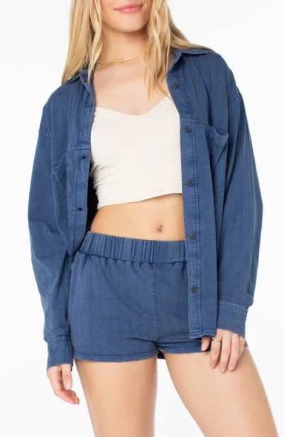 Roxy Sandpiper Cotton Button-up Shirt In Blue