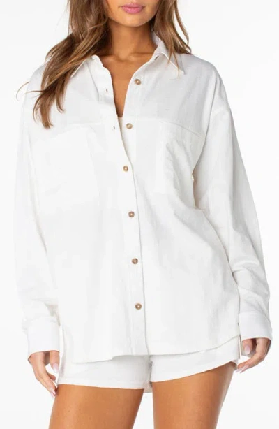 Roxy Sandpiper Cotton Button-up Shirt In White