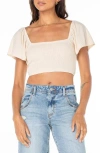 Roxy Sandy Beach Smocked Twist Reversible Crop Top In Snow White