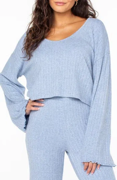Roxy Sandy Coast Long Sleeve Crop Top In Blue