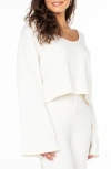 Roxy Sandy Coast Long Sleeve Crop Top In Cloud Dancer