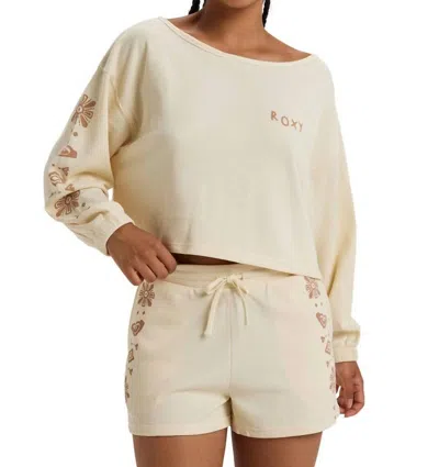 Roxy Sandy Road Long Sleeve Top In Parchment In Neutral
