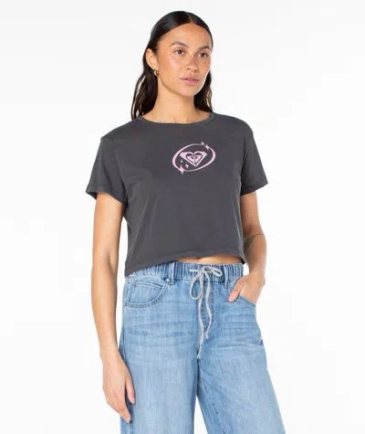 Roxy Saturn Classic Cropped Boxy Tee In Black
