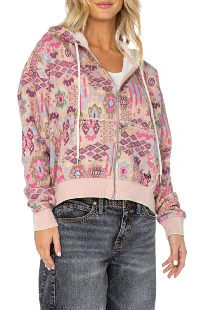 Roxy Savannah Printed Full Zip Hoodie In Pink