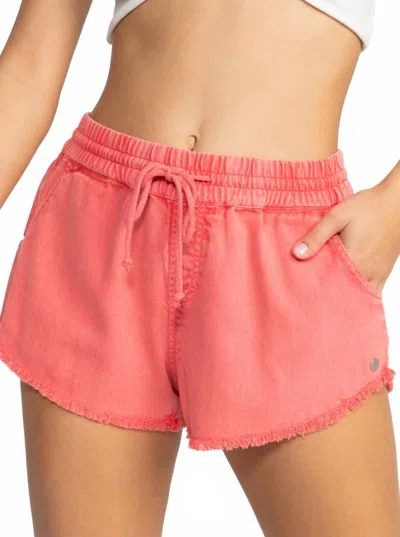 Roxy Scenic Route Shorts In Hibiscus In Pink