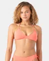 Roxy Sd Beach Classics Athletic Triangle Bikini Top In Pink
