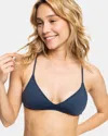 Roxy Sd Beach Classics Athletic Triangle Bikini Top In Blue