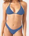 Roxy Sd Beach Classics High Leg Cheeky Bikini Bottom In Blue