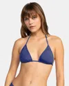 Roxy Sd Beach Classics Moderate Tiki Triangle Bikini Top In Blue