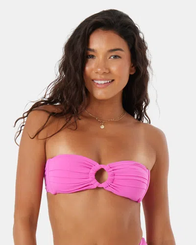 Roxy Sd Beach Classics Ring Bandeau Bikini Top In Pink