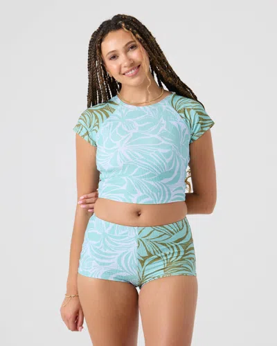 Roxy Sea Bloom Crop Rashguard In Blue
