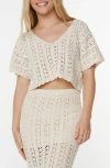 Roxy Sea Swirl Boxy Crochet Sweater In White