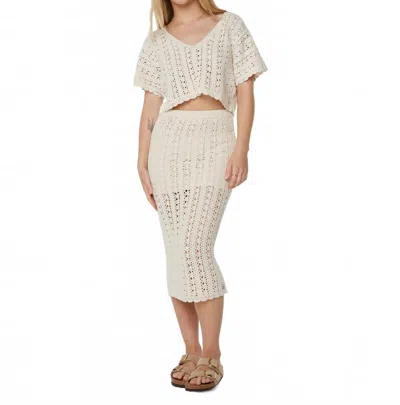 Roxy Sea Swirl Crechet Skirt In Parchment Solid In Neutral