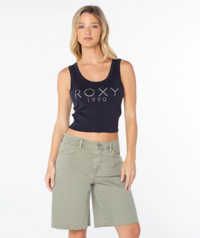 Roxy Shine Bright Scoop Baby Rib Tank In Black