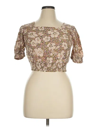 Pre-owned Roxy Short Sleeve Blouse In Brown