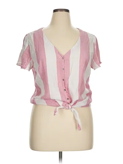 Pre-owned Roxy Short Sleeve Blouse In Pink