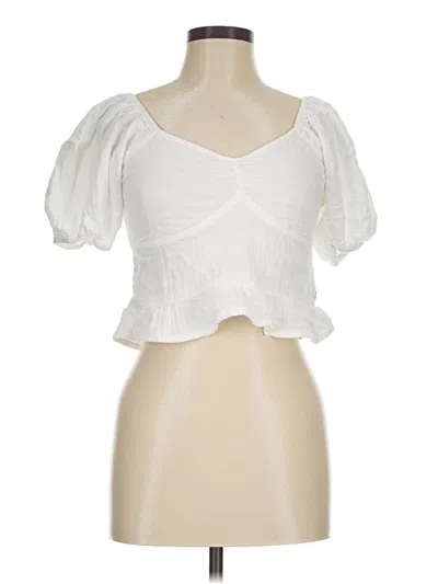Pre-owned Roxy Short Sleeve Blouse In White