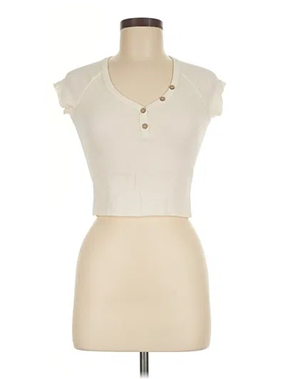 Pre-owned Roxy Short Sleeve Henley Shirt In Ivory