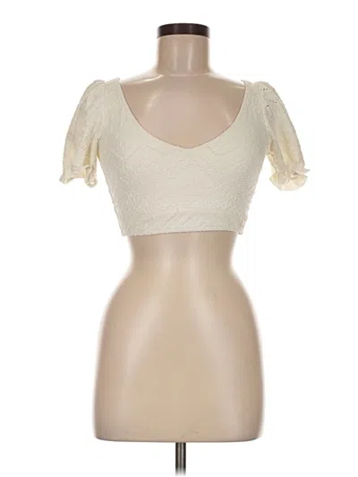 Pre-owned Roxy Short Sleeve Top Ivory Sweetheart Neckline Tops