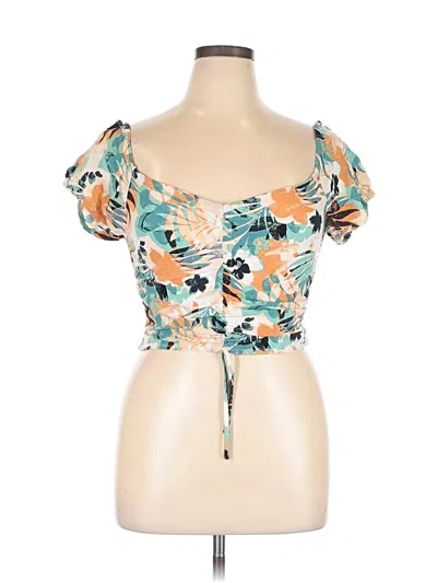 Pre-owned Roxy Short Sleeve Top Orange Sweetheart Neckline Tops