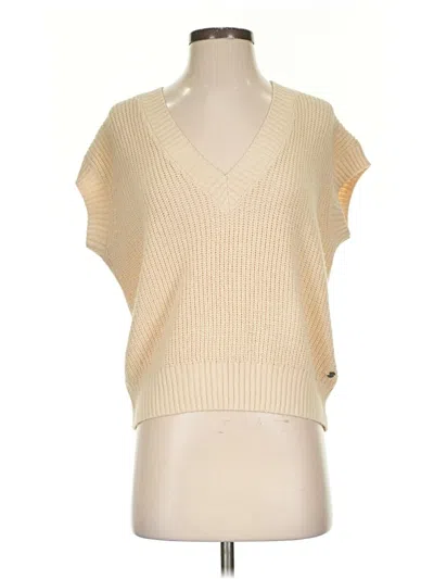 Pre-owned Roxy Short Sleeve Top Tan V-neck Tops