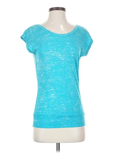 Pre-owned Roxy Short Sleeve Top Teal Scoop Neck Tops In Blue