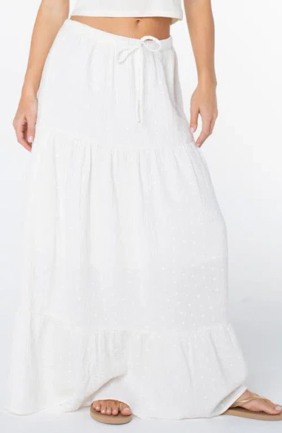 Roxy Side Street Tiered Cotton Maxi Skirt In White