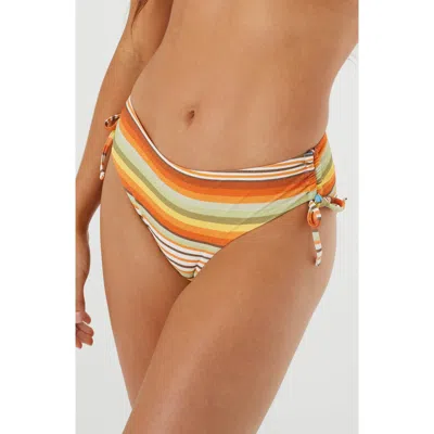 Roxy Side Tie Hipster Bikini Bottoms In Yellow Multi Stripe