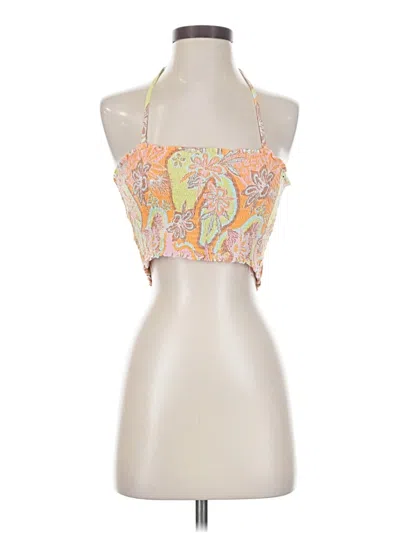 Pre-owned Roxy Sleeveless Top Orange Halter Neckline Tops