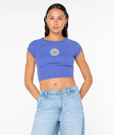 Roxy Slow Dive Cropped Baby Tee In Blue