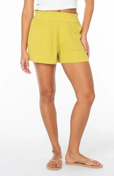 Roxy So Swell Crinkle Shorts In Yellow