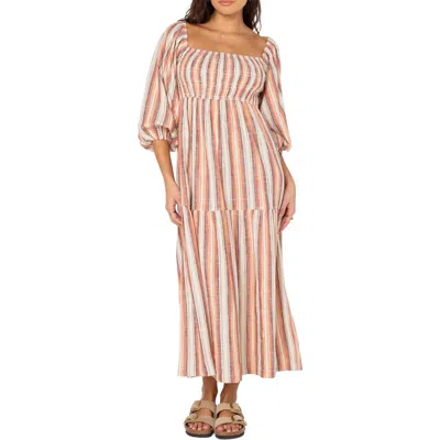 Roxy Sorrento Sands Off The Shoulder Midi Dress In Neutral