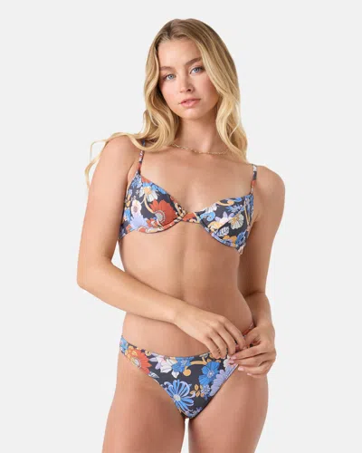 Roxy Soul Flower Smocked Demi Underwire Bikini Top In Blue
