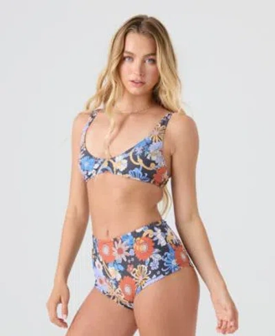 Roxy Soulflower Scoop Bralette Bottoms In Gray Combo
