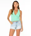 Roxy South Shore Crop Halter Top In Green