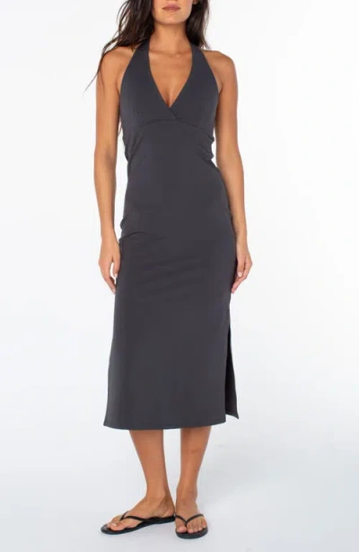 Roxy South Shore Stretch Cotton Midi Dress In Gray