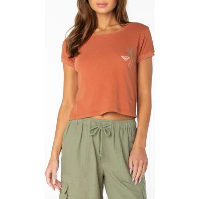 Roxy Spanish Summer Crop Graphic T-shirt In Orange