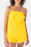 Roxy Special Feeling Strapless Cover-up Romper In Golden Rod