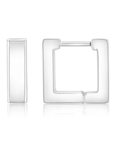 Roxy Square Silver Tone Hoop Earrings In Red
