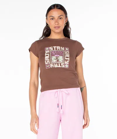 Roxy Stay Salty Block 90s Baby Tee In Brown